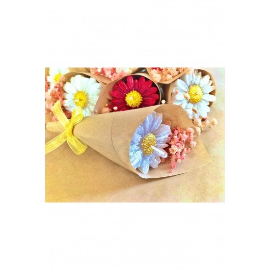 Papatya Mum Buketi Hediyelik Promosyon Nikah Nişan Bebek Hediyeligi Etiketli 25 Adet