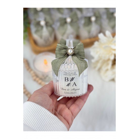 50 Adet Zeytin Yeşili Şekerlik Mum Düğün Nişan Kına Söz Mevlüt Babyshower Hediyelik