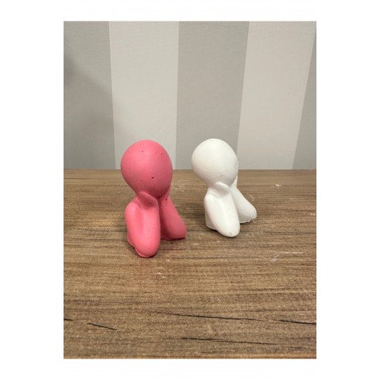 Şık Ve Dekoratif Pembe Beyaz Soyut Dekoratif Obje