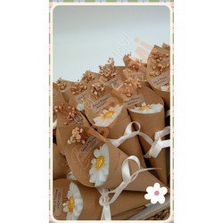 Kişiye Özel Düğün|nişan|söz|Kına|Sünnet| Hediyelik Vanilya Kokulu Papatya Mum Buket -15 Adet