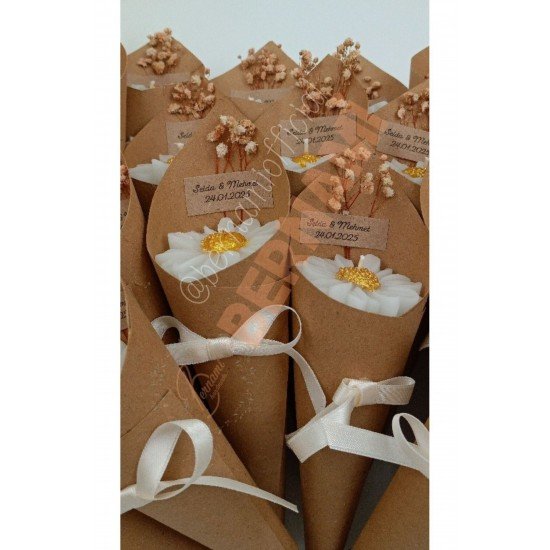 Kişiye Özel Düğün|nişan|söz|Kına|Sünnet| Hediyelik Vanilya Kokulu Papatya Mum Buket - 5 Adet