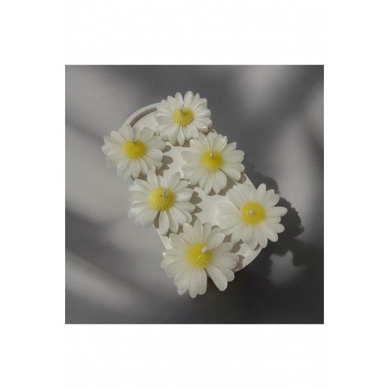 Pinterest Dekoratif Papatya Mum, Söz Nişan, Hediyelik Mum- 5 Adet