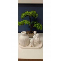 İskandinav vazo ve sarılan çift sevgili biblosu dekoratif beton tepsi çocuk figür 4'lü set