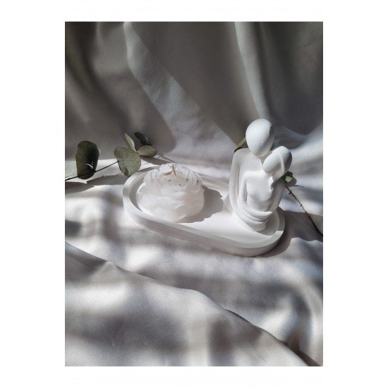 Bernamiofficial Dekoratif Set,sunumluk,sarılan Çift Obje Ve Şakayık Mum Seti