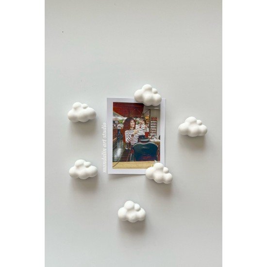 El Yapımı Beton 6’lı Mini Bulut Buzdolabı Magneti