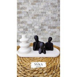 5 li set 1 twist vazo+3 lü zenart siyah biblo+1 tepsi