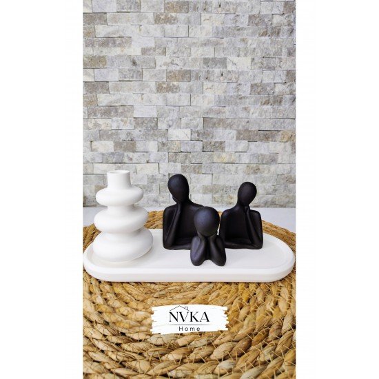 5 li set 1 twist vazo+3 lü zenart siyah biblo+1 tepsi