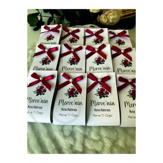 Yeni Sezon 25 Adet Kişiye Özel Hediyelik Set Kına, Kartlı Kına, Kına Gecesi, 6 Ay Kınası Hızlı