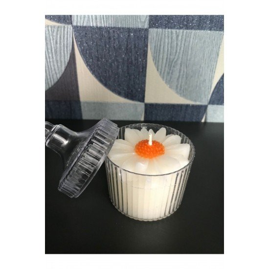 10 Adet Papatyalı Şekerlik Mika Kutulu Mum Düğün, Nişan, Nikah, Kına, Sünnet, Doğum, Söz Hediyelik