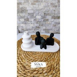 5 li set 1 twist vazo+3 lü zenart siyah biblo+1 tepsi