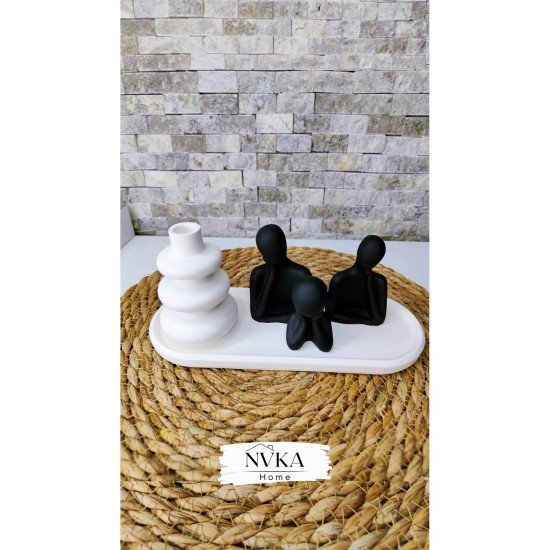 5 li set 1 twist vazo+3 lü zenart siyah biblo+1 tepsi