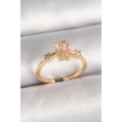 Özel Pirinç Gold Renk Kare Zirkon Taş Model Kadın Yüzük Fırsat!!!
