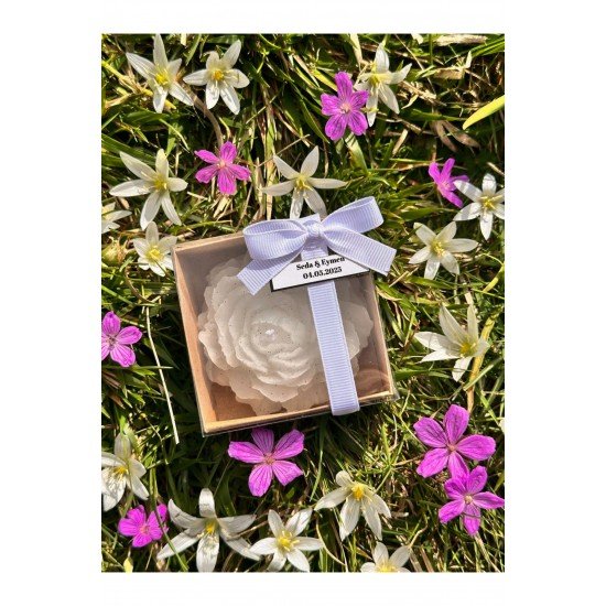 Kraft kutulu Şakayık Çiçeği Mum Hediyelik 10’lu | Kına, Söz, Nikah, Babyshower, | Royal Ember