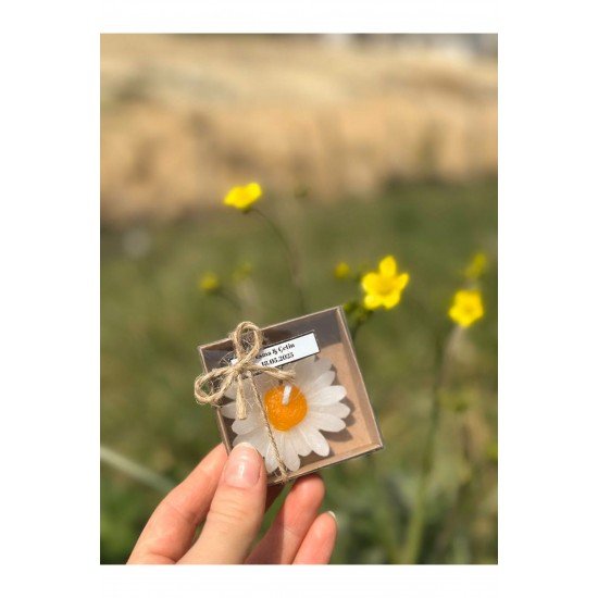 20' li Kraft kutulu Sarı Papatya Mum Hediyelik | Kına, Söz, Nikah, Doğum Günü İçin | Royal Ember