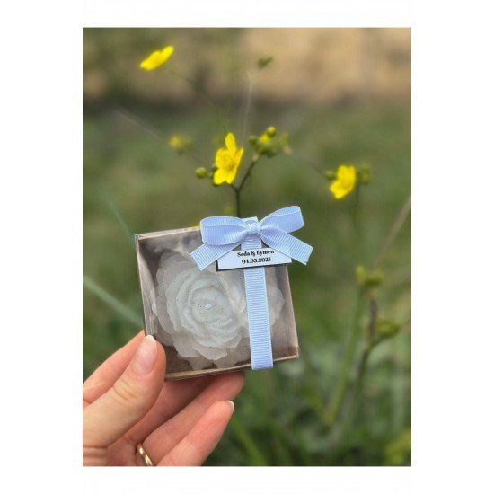 Kraft kutulu Şakayık Çiçeği Mum Hediyelik 10’lu | Kına, Söz, Nikah, Babyshower, | Royal Ember