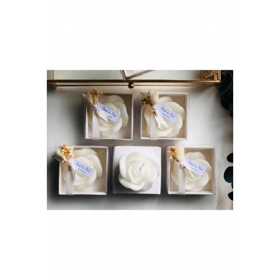 Bernami 8 Adet Beyaz Kraft Kutu Gül Mum – Cipso ve Etiket Detaylı, Düğün, Nişan, Kına, Doğum Günü