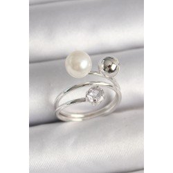 Özel Pirinç Renk Zirkon Taşlı Toplu İnci Model Kadın Yüzük Fırsat!!!