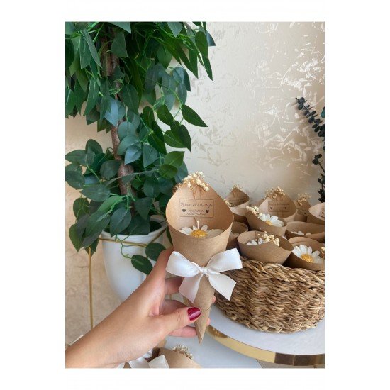 Official Kişiye Özel Düğün|nişan|söz|kına|sünnet Hediyelik Vanilya Papatya Mum Buket- 10 Adet