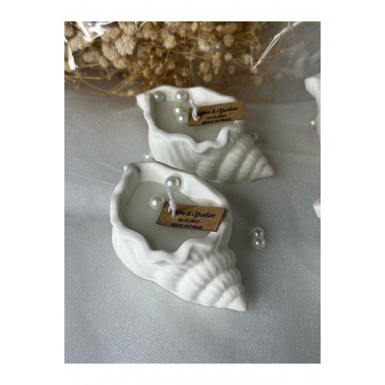 Official 20 Adet Deniz Kabuğu Mum Söz, Nişan, Nikah, Bebek Doğum, Bebek Mevlüdü Hediyeliği