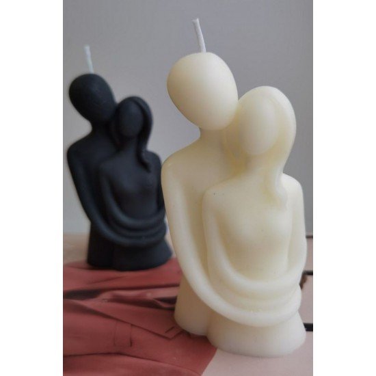 Bernamioffcial Sevgililer Günü Mum, Çift Mum, Mutlu Çift Mum, Dekoratif Mum, Sarılan Çift Mum