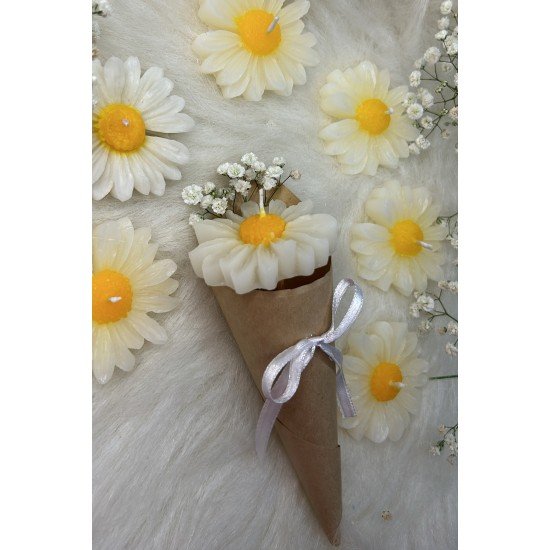 Buket Çiçek Desen Dekoratif Mum Söz,nişan,mevlid Hediyelik Buket Mum 5 Adet