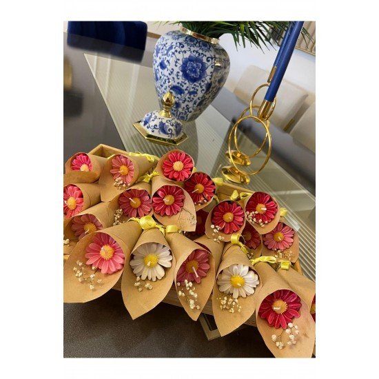 Papatya Mum Buketi. Düğün Nişan Kına Sünnet Hediyelik Doğum Günü Nikah Şekeri Papatya - 20 Adet