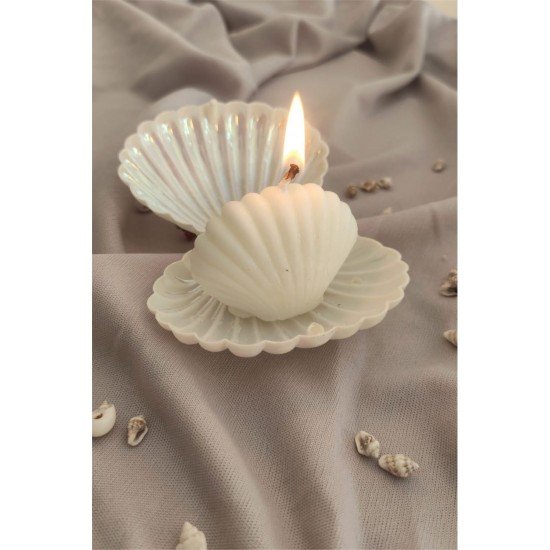Deniz Kabuğu Mum Nikah Hediyeliği, Istiridye Mum, Söz, Nişan, Nikah Şekeri Hediyelik- 20 Adet