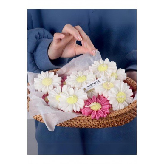 Hediyelik Mum Papatya / 10 Adet Süslemeye Hazır / Nişan-kına-babyshower-düğün