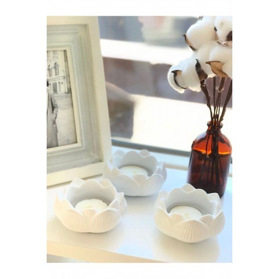 Official Lotus Çiçeği Dekoratif Mumluk - 3 Adet