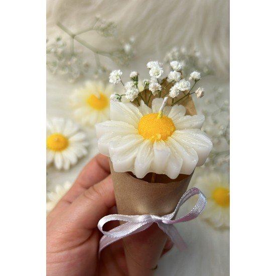 Buket Çiçek Desen Dekoratif Mum Söz,nişan,mevlid Hediyelik Buket Mum 5 Adet