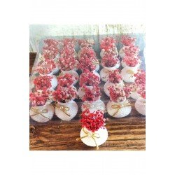 Official Nikah Nişan Söz Kına Şeker Hediyelik Taştan Mini Vazo Kuruçiçekli - 25 Adet