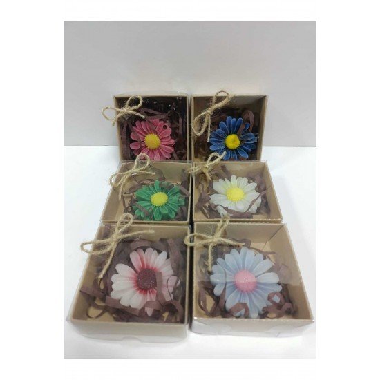 24 Adet Kraft Kutulu papatya Çiçeği Mum Hediyelik, Nişan, Düğün, Sünnet, Söz, Kına, Doğum Günü