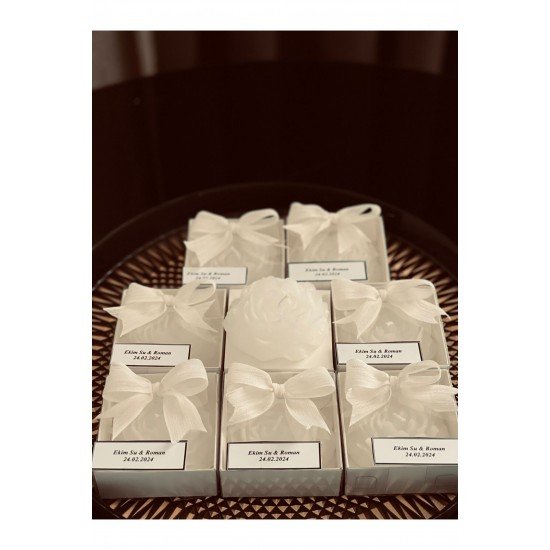 Özel tasarım 20 adet şakayık mum süslemeli, düğün, kına, nişan, söz, nikah, hediyelik kutu