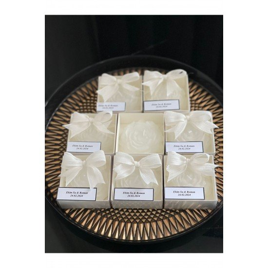 Özel tasarım 20 adet şakayık mum süslemeli, düğün, kına, nişan, söz, nikah, hediyelik kutu