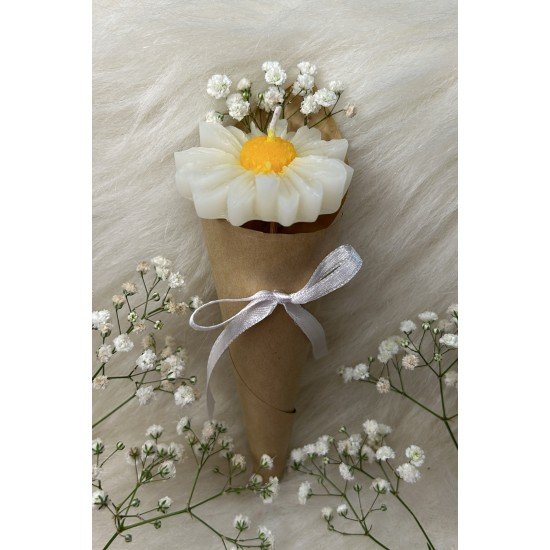 Buket Çiçek Desen Dekoratif Mum Söz,nişan,mevlid Hediyelik Buket Mum 5 Adet