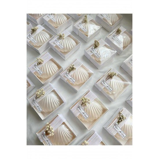 Kutulu Istiridye Mum Düğün, Nişan , Söz ,kına , Mevlüt , Doğum Günü , Yılbaşı Hediyelik- 10 Adet