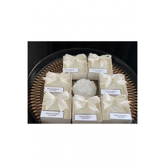 Özel tasarım 20 adet şakayık mum süslemeli, düğün, kına, nişan, söz, nikah, hediyelik kutu