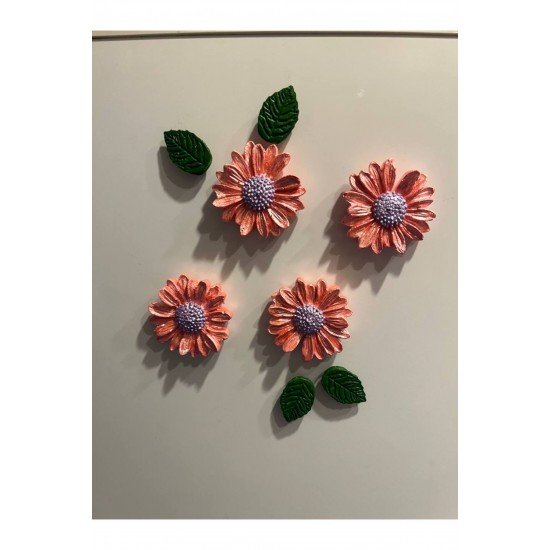 Papatya Magnet, 8li Magnet Seti, Çiçek Magnet, El Yapımı Dekoratif Çiçek Magnet