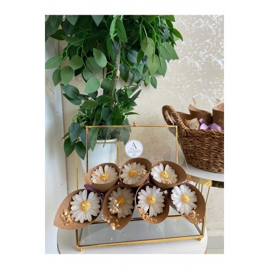 Kişiye Lüks Papatya Mum Süslemeli, Düğün, Kına, Nişan, Söz, Nikah, Hediyelik - 10 Adet