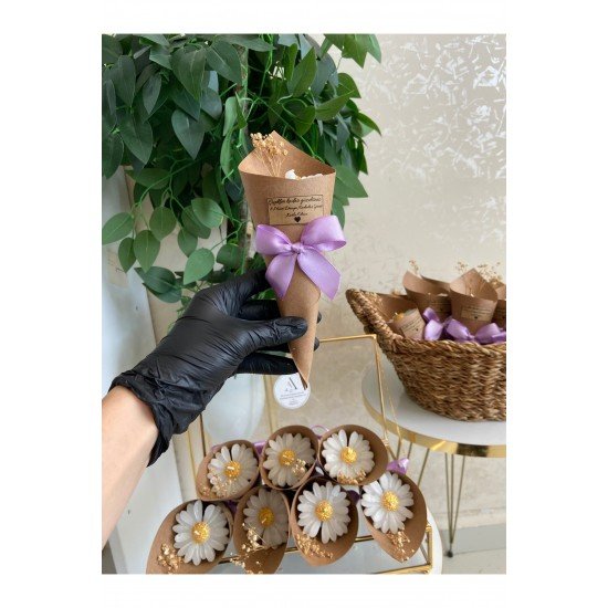 Kişiye Lüks Papatya Mum Süslemeli, Düğün, Kına, Nişan, Söz, Nikah, Hediyelik - 10 Adet