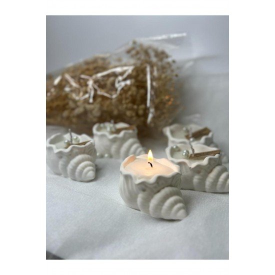 Official 20 Adet Deniz Kabuğu Mum Söz, Nişan, Nikah, Bebek Doğum, Bebek Mevlüdü Hediyeliği