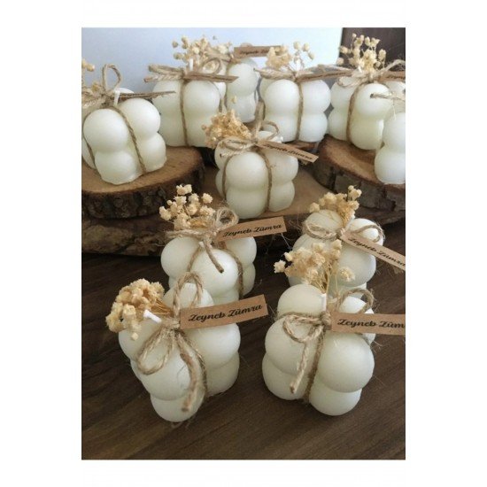 Kişiye Özel 20 Adet Süslemeli Bubble Mum, Nikah Şekeri Söz Hediyelik