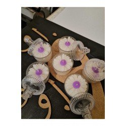 Dekoratif Mum Papatya Kokulu Mum, Mor Papatya Mum, Mika Kutulu Papatya Mum, 1 Adet, Kapakla 2 Parça