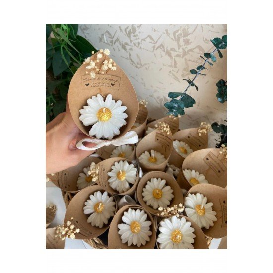 Official Papatya Mum Buket,nişan,söz,nikah,doğum Ve Mevlüt Için Hediyelik Mum Buketi - 5 Adet