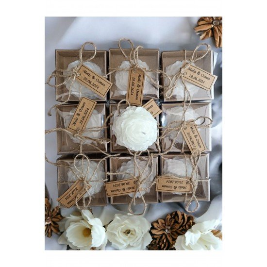 20 Adet Süslemeli Şakayık Çiçeği Mum, Nikah Şekeri, Doğum, Sünnet, Düğün Nişan Söz, Kına, Doğum Günü