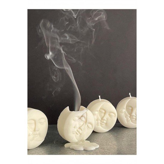 Bernamioffcial 3 Adet Ay Ve Güneş Doğal Soya Mum Kokulu - Beyaz Renk 3 Adet Set Dekoratif Hediyelik