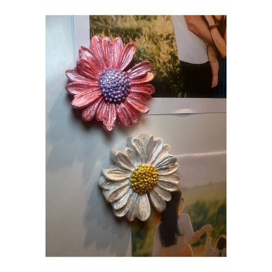 Papatya Magnet, 8li Magnet Seti, Çiçek Magnet, El Yapımı Dekoratif Çiçek Magnet