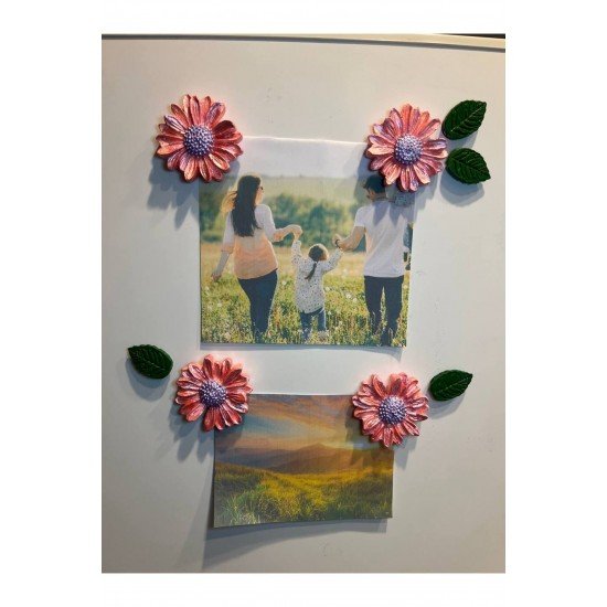 Papatya Magnet, 8li Magnet Seti, Çiçek Magnet, El Yapımı Dekoratif Çiçek Magnet