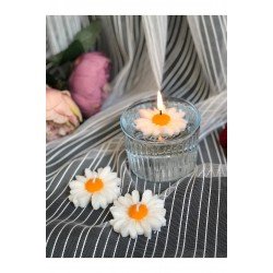 Official Papatya Suda Yüzen 3’lü Set Mum Papatyalı Mum