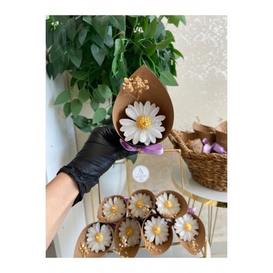 Kişiye Lüks Papatya Mum Süslemeli, Düğün, Kına, Nişan, Söz, Nikah, Hediyelik - 10 Adet